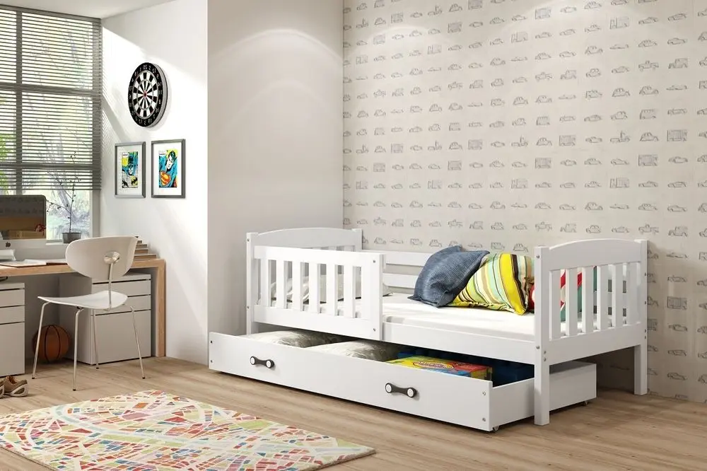 eoshop Detská posteľ Kubus - 1 osoba, 90x200 s úložným priestorom - Biela, Biela